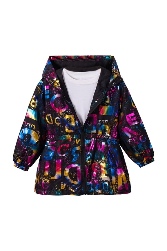 Cute Hooded Zipper Jackets for Boys And Girls Letter Hot Bright Face Long Sleeve Jackets/Coats