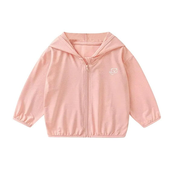 Cute Hooded Zipper Jackts for Girls and Boys Sun Protection Clothing Long Sleeved Zipper Cardigan/Coat