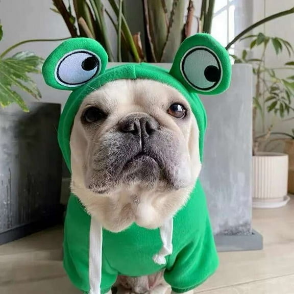 Cute Hoodie Frog Shape Dog Coats Halloween Christmas Cosplay Costume Pet Party Holiday Clothes Dogs Sweatshirt for Puppies Cat