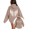 thumbnail image 1 of Cute Hoodie Sweatshirt for Girls Long Sleeve Pullover with Kangaroo Pocket Angel Wing Design Sweatshirt Casual Graphic Hoodies Pullover Tops for Spring and Fall(Khaki,3-4 Years), 1 of 6