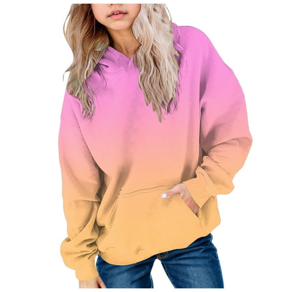 Cute Hoodies For Girls 10-12 Sweaters For Teens Girls' Hoodies Sweatshirts Fleece Color Block Pullover Crop Tops for Teen Girls Long Sleeve Sweater