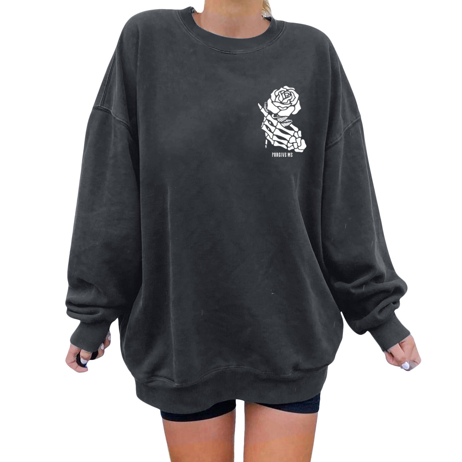 Cute Hoodies For Women Crewneck Sweatshirt Hoodless Loose Full Zip Crew Neck Casual Pullover Tops Fit Long Sleeve Hooded Soft Sweatshirts Walmart