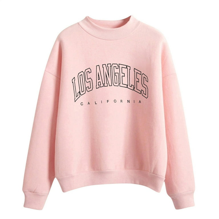 New York Sweatshirt for Women Pullover Sweatshirts Long Sleeve Los Angeles  Graphic Sweater Solid Color Comfort Cute, Pink, Small : :  Clothing, Shoes & Accessories