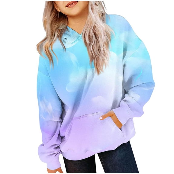 Cute Hoodies for Teen Girls Trendy Preppy Hooded Sweatshirts Oversized Long Sleeve Shirts Gradient Clothes for Girls, Limited Time Offer Under 10 Dollars