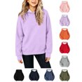 thumbnail image 1 of Cute Hoodies Zaewscy Girls Solid Color Long Sleeve Hoodie Casual Soft Pullover Hooded Sweatshirt for Kids Daily Wear Purple 10-11Years, 1 of 7