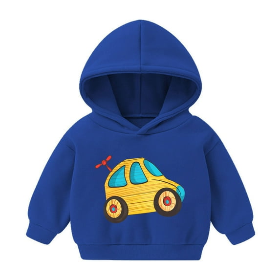 Cute Hoodies for Boys Girls Cartoon Graphic Printed Long Sleeve Cotton Hooded Sweatshirt Pullover Tops 2T-7T (4 Years, Blue)
