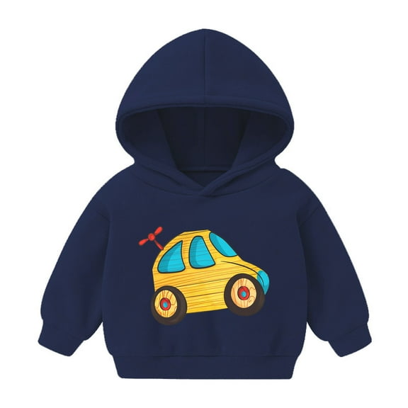Cute Hoodies for Boys Girls Cartoon Graphic Printed Long Sleeve Cotton Hooded Sweatshirt Pullover Tops 2T-7T (5 Years, Navy)