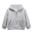 thumbnail image 1 of Cute Hoodies for Kids Winter Jackets Hooded Zip Up Soild Color Print Boys Sweatshirt Girls Coats with Pockets(150 9-10 Years,Light Gray), 1 of 3