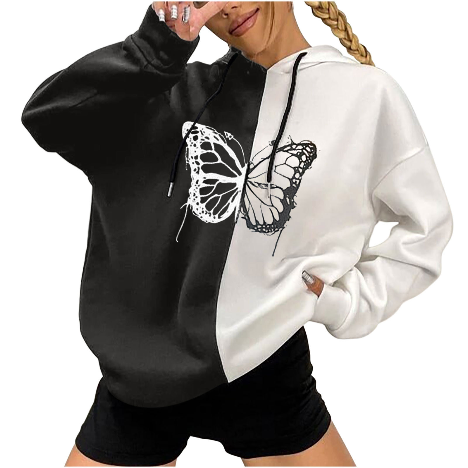 yoeyez Cute Hoodies for Teen Girls Trendy Warm Teen Girls Casual Sweatshirts Oversized Long Sleeve Color Block Tops Walmart