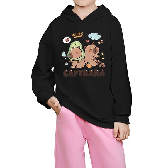 Cute Hoodies for Toddler Girl Cute Print Hoodie Loose Fit Long Sleeve Sweatshirt Fall Fashion Clothing Size 18-24 Months ,Black