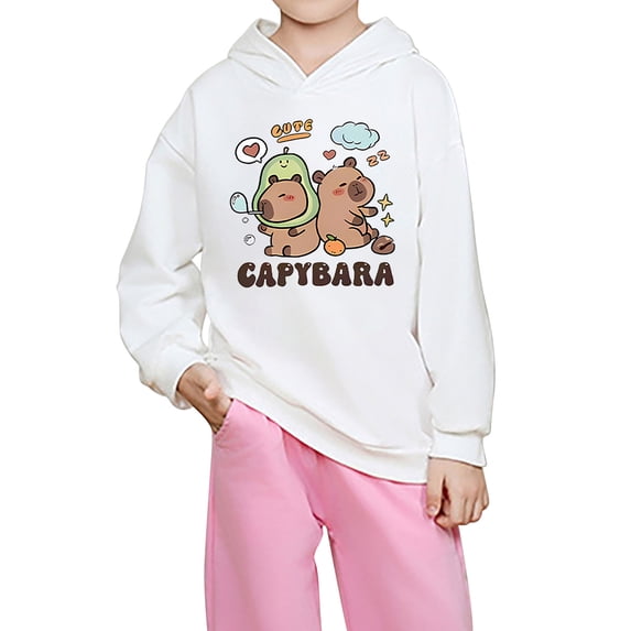 Cute Hoodies for Toddler Girl Cute Print Hoodie Loose Fit Long Sleeve Sweatshirt Fall Fashion Clothing Size 3-4T ,White