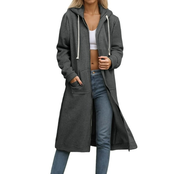Cute Hoodies for Women Casual Long Sleeve Zip up Jacket Coat with Pockets Solid Color Sweatshirt for Daily Wear with Jeans Fall and Winter Outfits