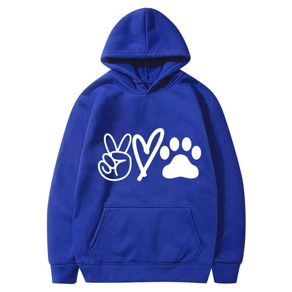 Cute Hoodies for Women Dog Graphic Print Spring Fall Winter Fashion Long Sleeve Sweatshirts with Pockets Plus Size Tops(Blue,L)