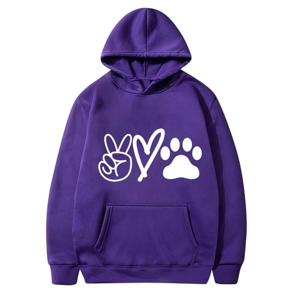 Cute Hoodies for Women Dog Graphic Print Spring Fall Winter Fashion Long Sleeve Sweatshirts with Pockets Plus Size Tops(Purple,XXL)