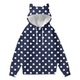 thumbnail image 1 of Cute Hoodies for Women Teen Girls Graphic Pullover Oversize Sweatshirt with Cat Ear Hood Pocket Trendy Hooded Tops (S, Navy|Dots), 1 of 5
