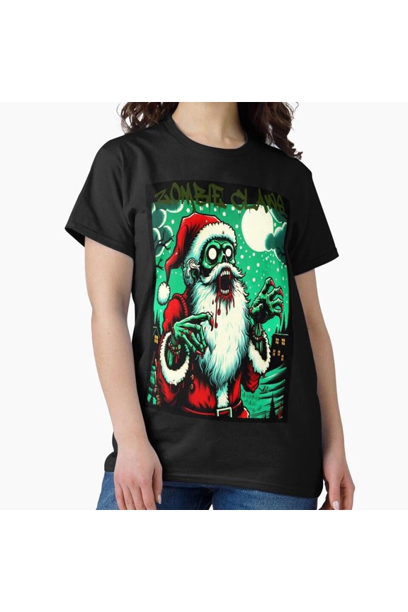Cute Horror Christmas, Zombie St. Nick and His Skeleton Crew Goth Rock - Premium Fabric G27926 Unisex T-Shirt, Up to Size 5XL