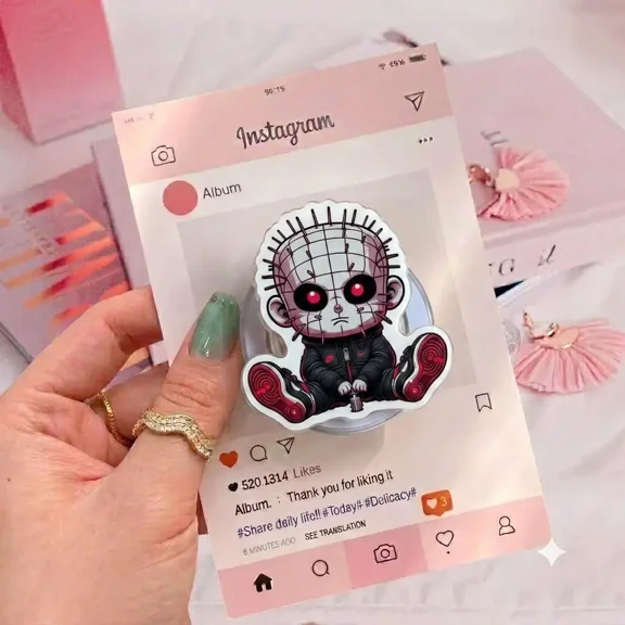 Cute Horror Movie Character Phone Grip - Chibi Spooky Icon - Aesthetic Phone Holder Stand for Horror Fans