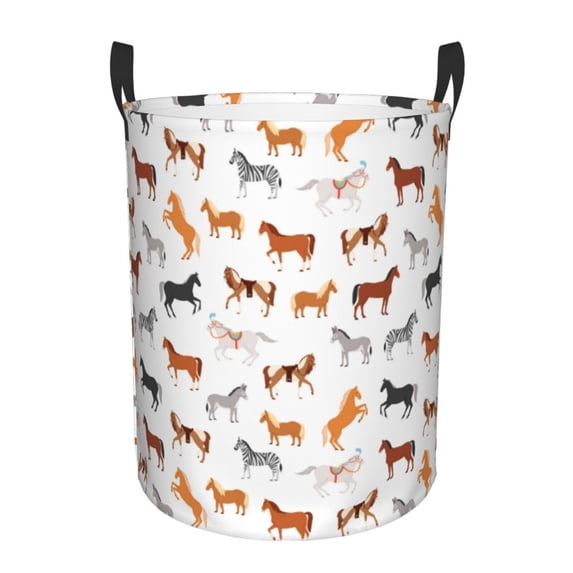 Cute Horse Donkey Zebra Pony Laundry Basket, Laundry Hamper Waterproof Laundry Bag Clothes Hamper Laundry Bin with Handles for Bedroom, Living Room, Kids Room-#