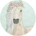 thumbnail image 1 of Cute Horse with Flowers Fairytale Round Place Mats Set of 1, Heat Stain Insulation Table Mats Non-Slip Grid Woven Placemats 15.4 Inch for Kitchen Dining Table Holiday, 1 of 7