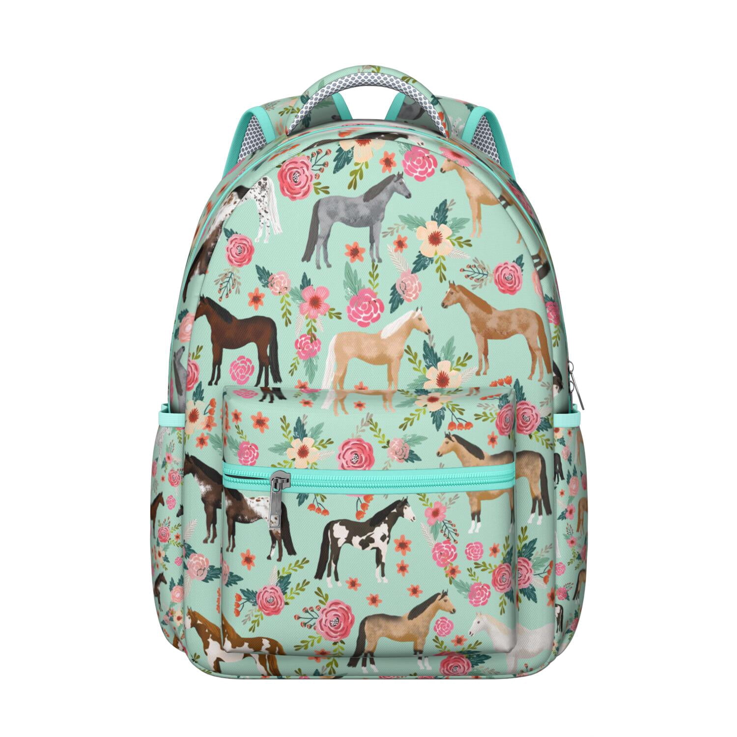 Cute Horse Lovers Backpack - Waterproof & Lightweight with Rainbow Print, Ergonomic Spinal Support for agers & Commuters