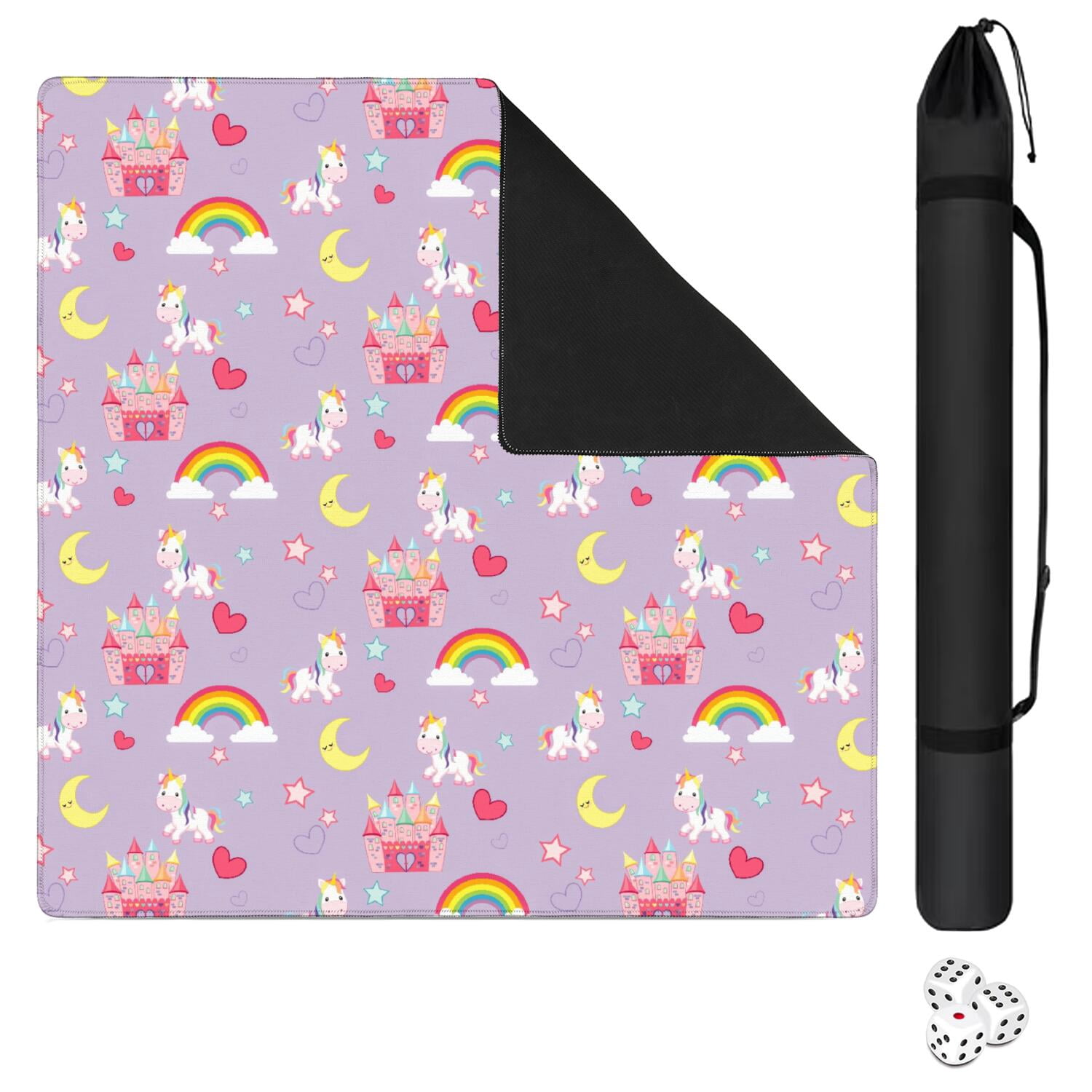 Cute Horse Mahjong Mat for Table, 31.5*31.5in Anti Slip American Mahjong Table Cloth, Noise Reduction, Neoprene Mah jongg Mat with Carrying Bag & 3 Dices, Mahjong Sets Gift, Board Tile Games Mats