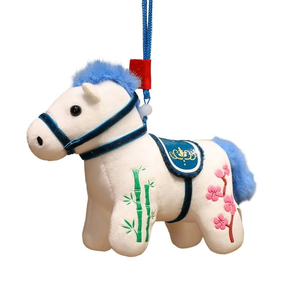 Cute Horse Plush Ornament 2026 Chinese Year of The Horse Statue Mascot Zodiac Feng Shui Decorations for Home Office Store Shop Restaurant Tabletop Decors To Accompany Sleep Gift