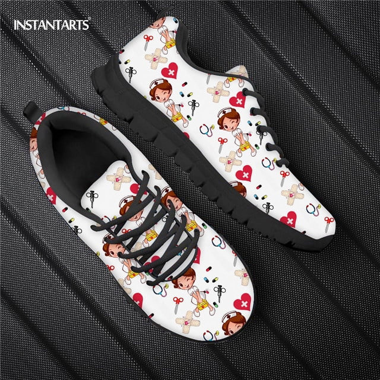 Cute Hospital Nurse Design Casual Shoes For Women Lace Up Woman Flats