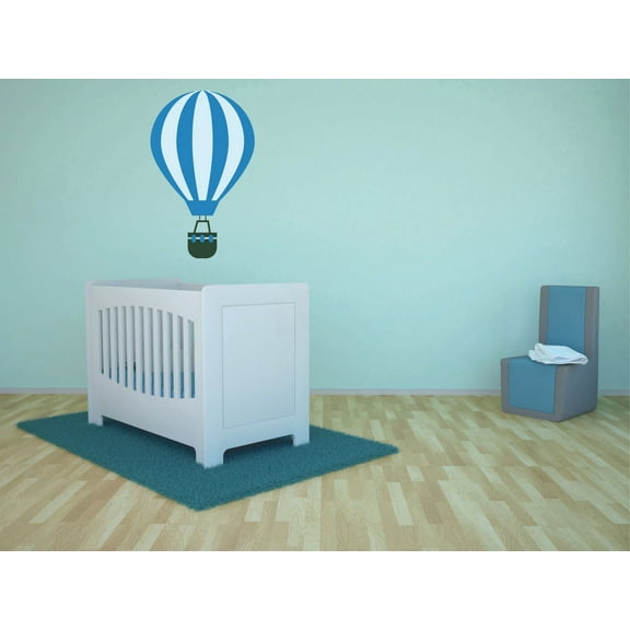 Cute Hot Air Balloon Light Dark Blue Stripe Wall Decal Nursery Growth Charts for Classroom Art Mural Home Living Room Porch Bedroom Kids Room Decor Durable Waterproof Sticker Vinyl Decal 10x8 inch