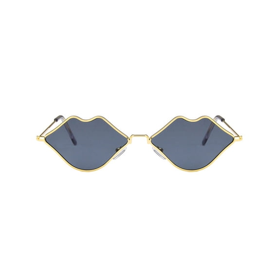 Cute Hot lips Sunglasses, Retro Fashion Ocean Style Small Frame Metal Lips Glasses for Women Trendy Lightweight Sun Glasses Beach Travel Outfits