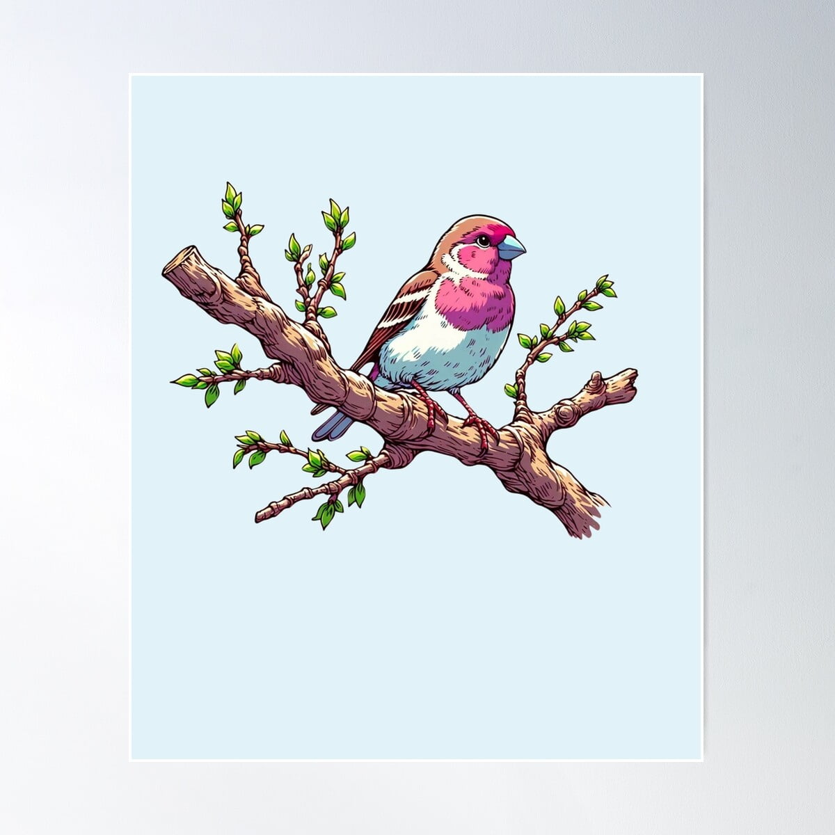 Cute House Finch Bird Poster Wall Art, Modern Wall Decor For Living