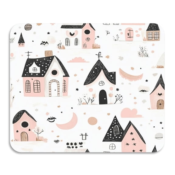 Cute House Pattern Diatomaceous Earth Water Absorbent Mat, Anti-Slip Rubber Backing, 15.7" x 11.8"