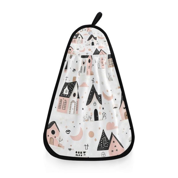 Cute House Pattern Hanging Towel Hand Towel 16.53x12.20in Quick-Drying for Kitchen and Bathroom Use