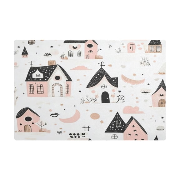 Cute House Pattern Coffee Machine Mat Kitchen Dish Drying Matst Absorbent Water 11.8''x17.7''