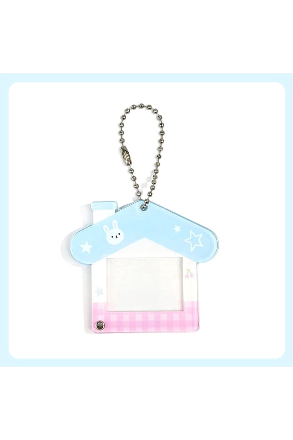 Cute House Shape Acrylic Photo Frame Keychain 1 Inch Mini Photo Holder Kpop Idol Photocard Pendant DIY Bag Charm Keyring