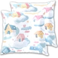 thumbnail image 1 of Cute Houses in The Clouds Hearts Throw Pillow Covers Pillowcases 18 x 18 Inch Home Decor 2 Packs for Bedroom Sofa, 1 of 6