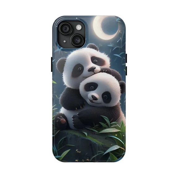 Cute Hugging Pandas Wild Animal Protective Case for iPhone 11 12 13 14 15 16 17 Pro Max
