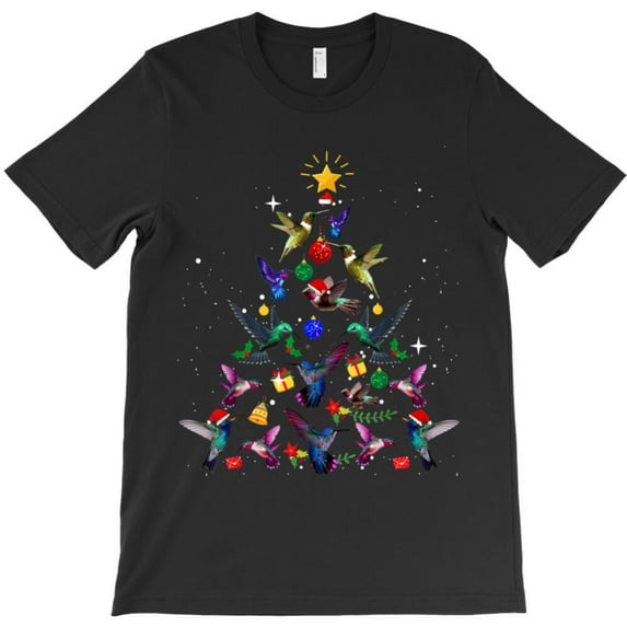 Cute Hummingbird Christmas Tree Funny Xmas Holiday Gift Graphic T-Shirt - New Arrival G1762, Up to 5XL