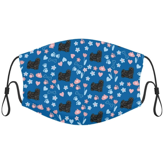 Cute Hungarian Puli Dog Graphic Printed Cloth Face Masks Reusable Washable Adjustable for Child (5 PCS)