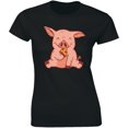 thumbnail image 1 of Cute Hungry Baby Pig Eating Sliced Of Pizza - Gift For Pig Lovers T-Shirt, 1 of 4