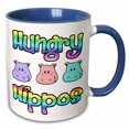 thumbnail image 1 of 3drose, Cute Hungry Hippos Design, 11oz Two-tone Blue Mug, 1 of 6