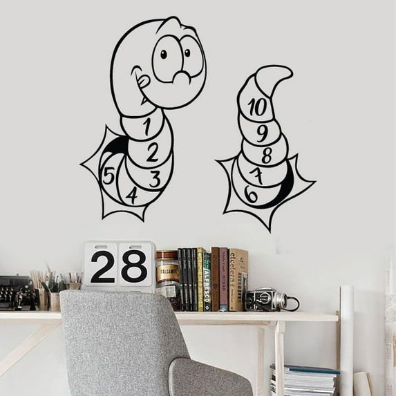 Cute Hungry Worm Number Counting Number Worm Vinyl Wall Decal Wall Sticker For Kids Children Room Wall Decoration Playroom Bedroom Counting Number Vinyl Wall Decal Design Boys Girls Size (20x20 inch)