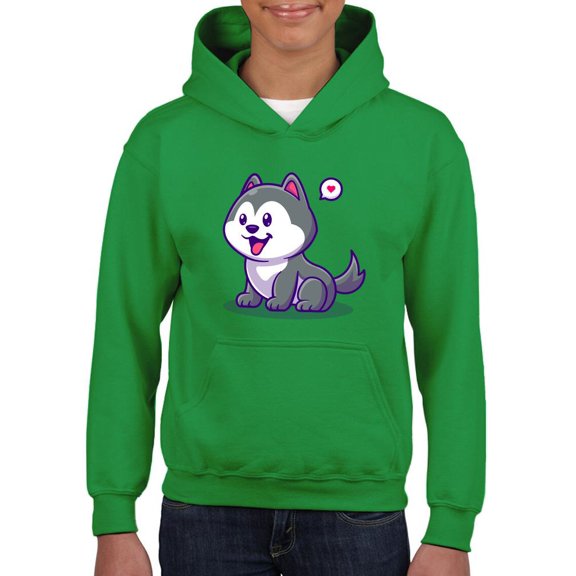Cute Husky Cartoon Dog Hoodie Juniors -Image by Shutterstock, Small