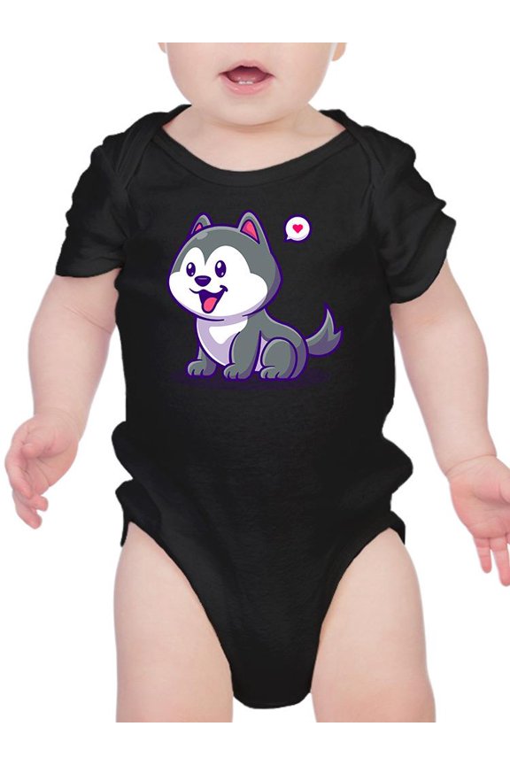 Cute Husky Dog Cartoon Bodysuit Infant -Image by Shutterstock, Newborn