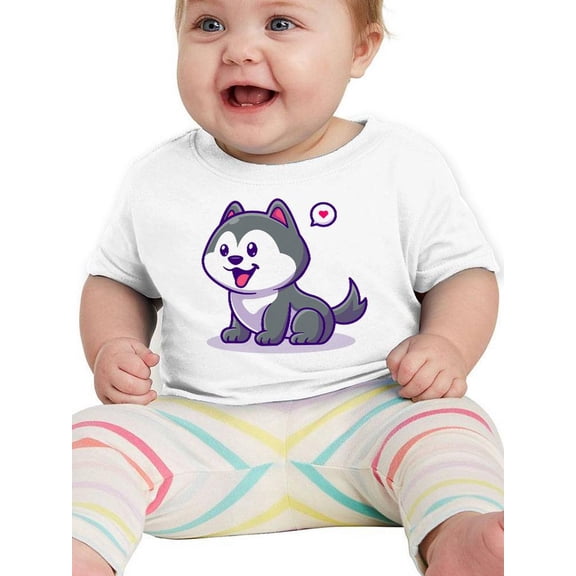 Cute Husky Dog Cartoon T-Shirt Infant -Image by Shutterstock, 6 Months