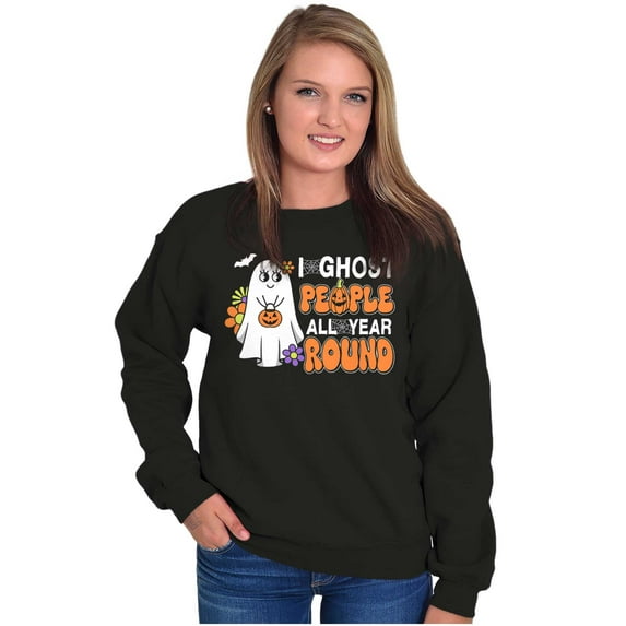 Cute I Ghost People All Year Round Women Plus Size Crewneck Sweatshirt Brisco Brands 3X
