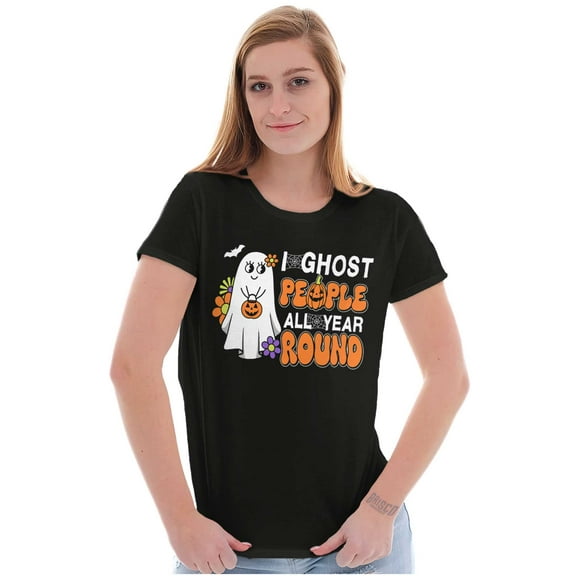 Cute I Ghost People All Year Round Womens Slim Fit Graphic Tee Brisco Brands M