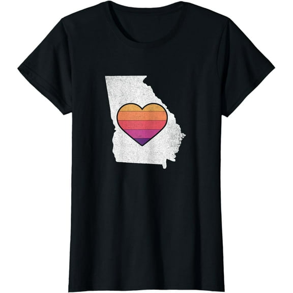 Cute I Love Georgia Retro Heart With State Outline T-Shirt