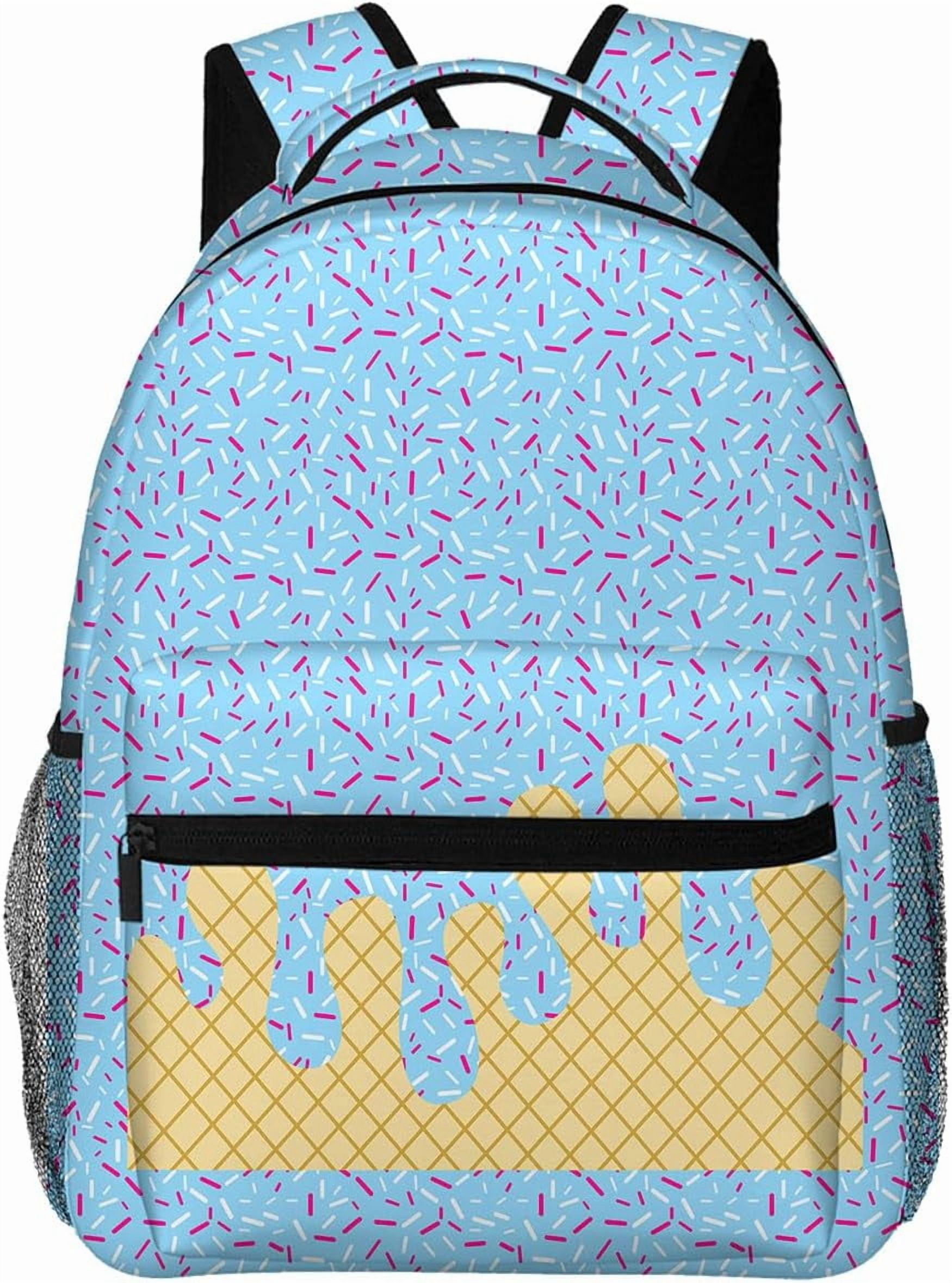 Cute Ice Cream Backpack, Laptop Travel Backpacks Shoulder Bag with Side ...
