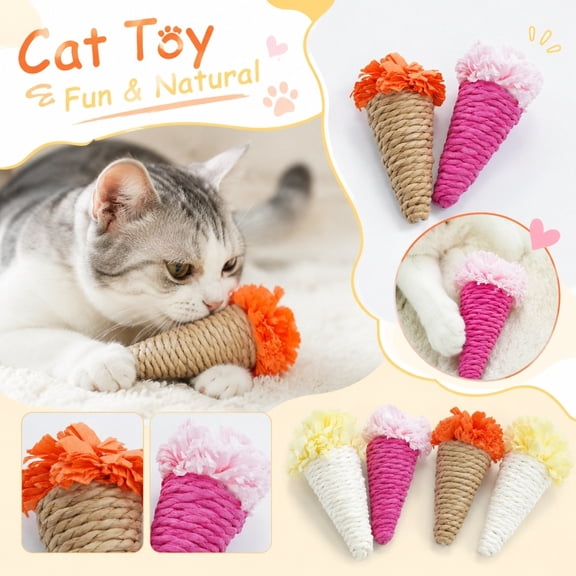Cute Ice Cream Cat Toy Interactive Kittens Play Toy Sweet Dessert Shape Catnip Toy Indoor Cat Toy For Pet Fun Exercise And , 1Pack A