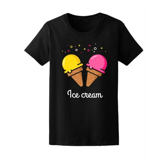 Cute Ice Cream Cones Doodle T-Shirt Women -Image by Shutterstock, Female Large